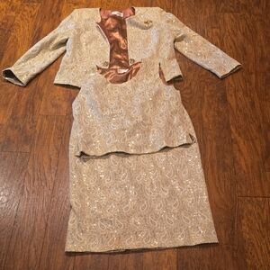 Lily And Taylor Elegant Gold Sequin 3 Piece Jacket Set
